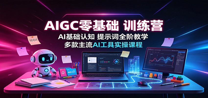 AIGC零基础训练营:AI基础认知,提示词全阶教学,多款主流AI工具实操课程-佰因轻创网