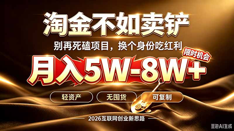 别再傻乎乎埋头跑项目！互联网真正赚钱逻辑：做卖铲人，拒绝当韭菜，逆风翻盘月入5-8W+-佰因轻创网