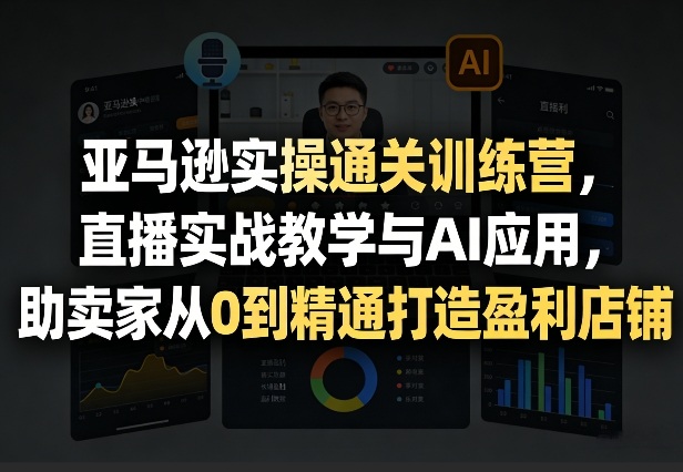 亚马逊实操通关训练营，直播实战教学与AI应用，助卖家从0到精通打造盈利店铺(更新8月17日)-佰因轻创网