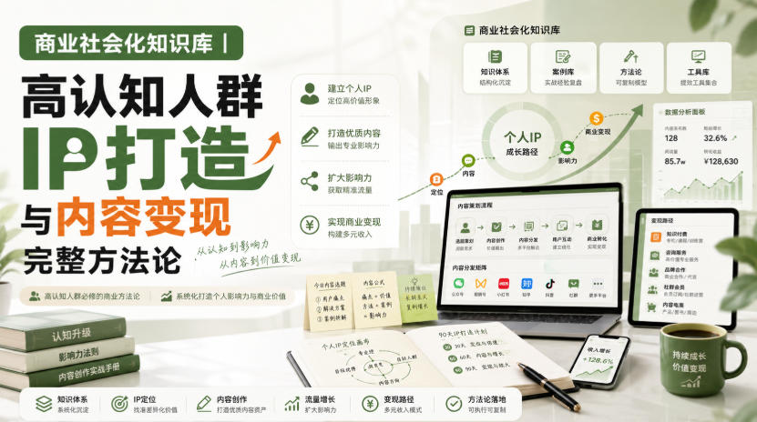 商业社会化知识库｜高认知人群IP打造与内容变现完整方法论【文档】-佰因轻创网