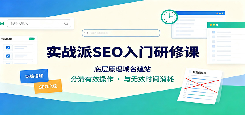 实战派SEO入门研修课：底层原理域名建站，分清有效操作与无效时间消耗-佰因轻创网