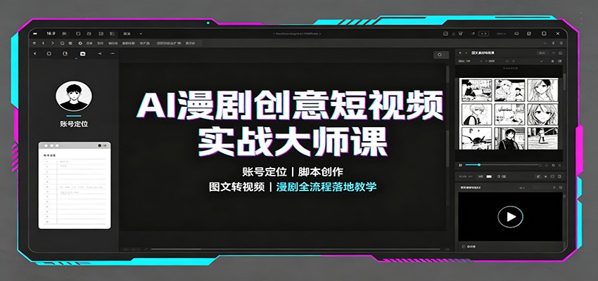 AI漫剧创意短视频实战大师课：账号定位脚本创作，图文转视频，漫剧全流程落地教学-佰因轻创网
