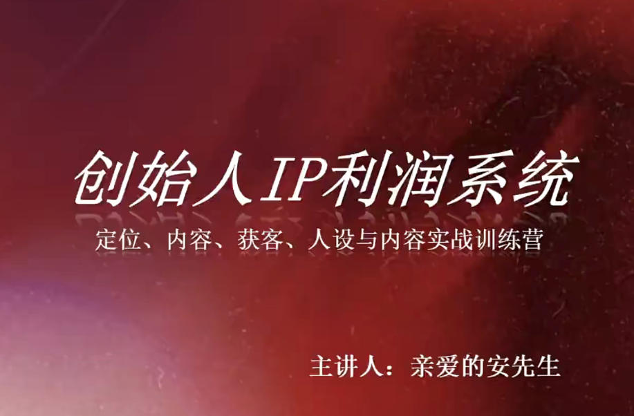 创始人IP利润系统8月训练营,定位、内容、获客、人设与内容实战训练营-佰因轻创网