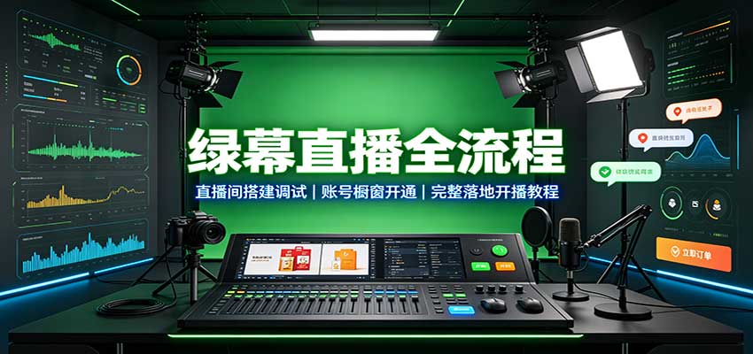 绿幕直播全流程:直播间搭建调试,账号橱窗开通,完整落地开播教程-佰因轻创网
