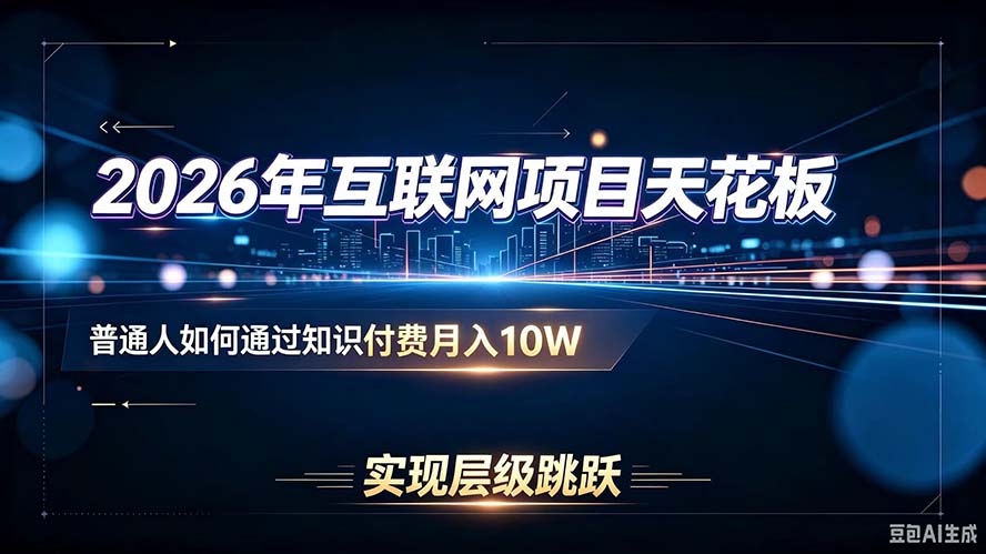 2026年互联网项目天花板：普通人如何通过知识付费月入10W，实现层级跳跃-佰因轻创网