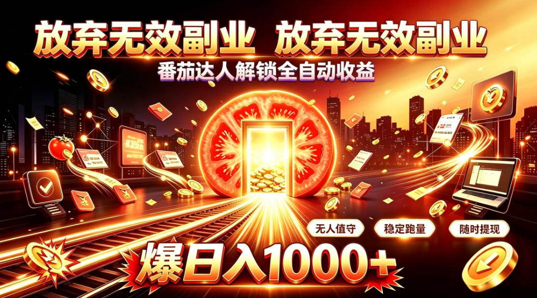 放弃无效副业，番茄达人解锁全自动收益，日入1k+，门槛最低的线上轻资产项目【揭秘】-佰因轻创网