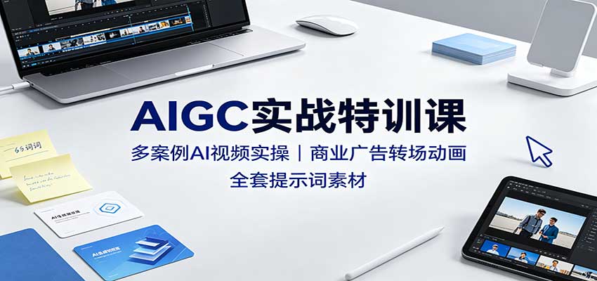 AIGC实战特训课：多案例AI视频实操，商业广告转场动画，全套提示词素材-佰因轻创网