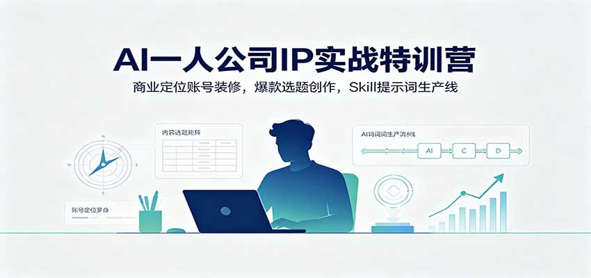 AI一人公司IP实战特训营：商业定位账号装修，爆款选题创作，Skill提示词生产线-佰因轻创网