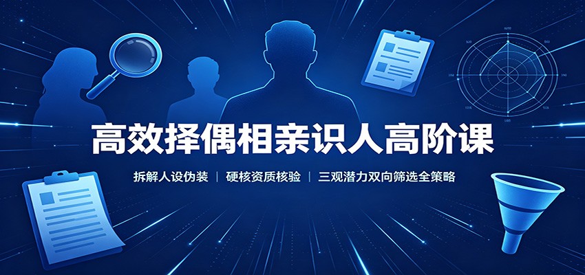 高效择偶相亲识人高阶课：拆解人设伪装，硬核资质核验，三观潜力双向筛选全策略-佰因轻创网