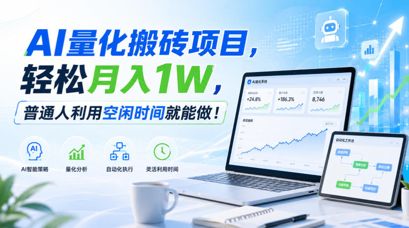 AI量化搬砖项目，轻松月入1W，新手小白也能直接入局！-佰因轻创网