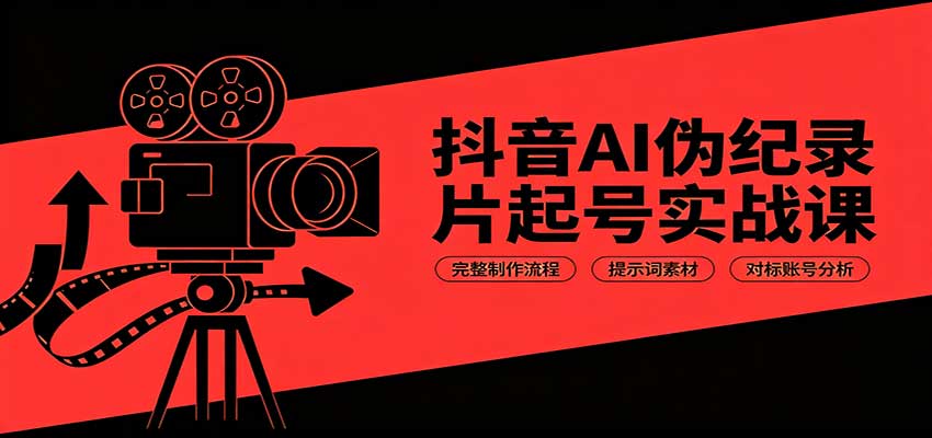 抖音AI伪纪录片起号实战课：完整制作流程，提示词素材，对标账号分析-佰因轻创网
