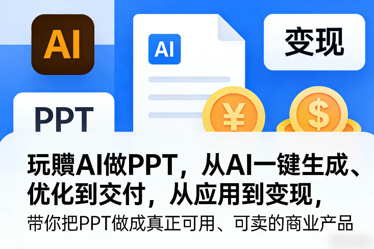玩賺AI做PPT，从AI一键生成、优化到交付，从应用到变现，带你把PPT做成真正可用、可卖的商业产品(更新0904)-佰因轻创网