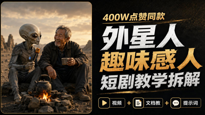 400W点赞同款外星人趣味感人短剧教学拆解,视频+文档教+提示词-佰因轻创网