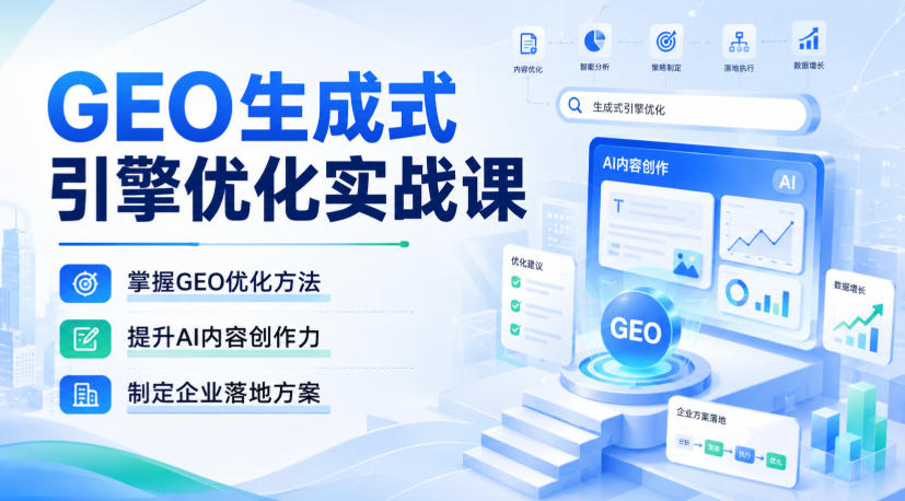 GEO生成式引擎优化实战课，掌握GEO优化方法，提升AI内容创作力，制定企业落地方案-佰因轻创网