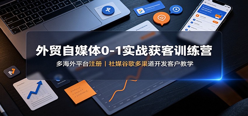 外贸自媒体0-1实战获客训练营：多海外平台注册，社媒谷歌多渠道开发客户教学-佰因轻创网