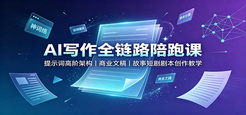 AI写作全链路陪跑课：提示词高阶架构，商业文稿，故事短剧剧本创作教学-佰因轻创网