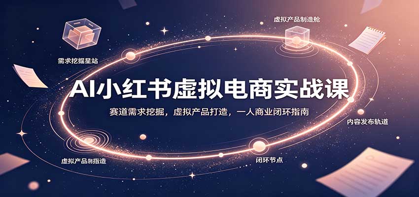 AI小红书虚拟电商实战课：赛道需求挖掘，虚拟产品打造，一人商业闭环指南-佰因轻创网