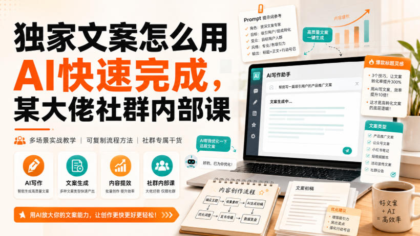 独家文案怎么用AI快速完成，某大佬社群内部课-佰因轻创网