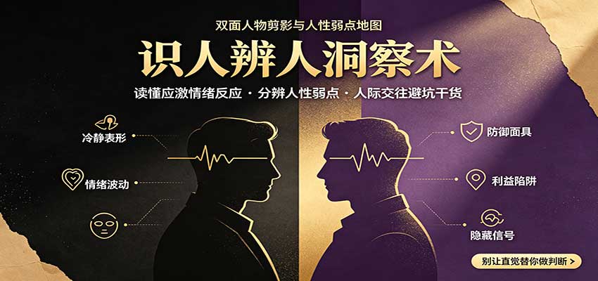 识人辨人终极心法：读懂应激情绪反应，分辨人性弱点，人际交往避坑干货-佰因轻创网