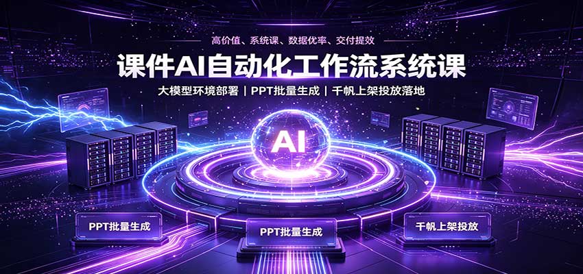 课件AI自动化工作流系统课：大模型环境部署，PPT批量生成，千帆上架投放落地-佰因轻创网