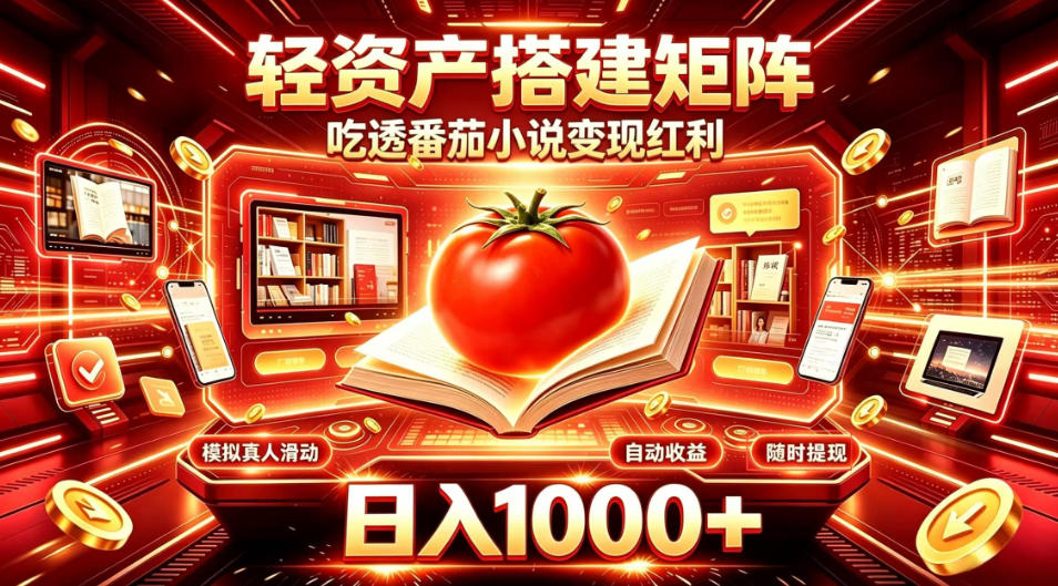 轻资产搭建矩阵，吃透番茄小说变现红利，日入1000+，支持无限矩阵放大【揭秘】-佰因轻创网