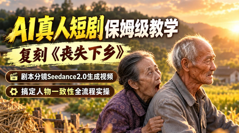 AI真人短剧保姆级教学,复刻《丧失下乡》,剧本分镜Seedance2.0生成视频,搞定人物一致性全流程实操-佰因轻创网