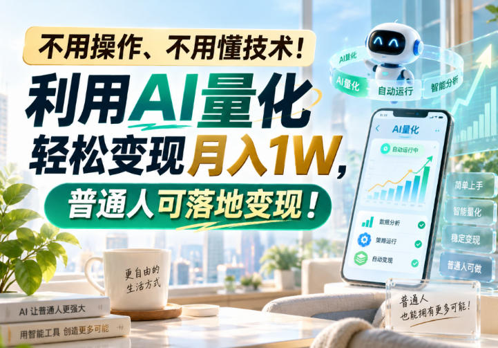 不用操作、不用懂技术！利用AI量化轻松变现月入1W，普通人可落地变现！【揭秘】-佰因轻创网
