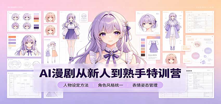 AI漫剧从新人到熟手特训营：剧本分镜创作，提示词模板，人物设定与工具资源-佰因轻创网