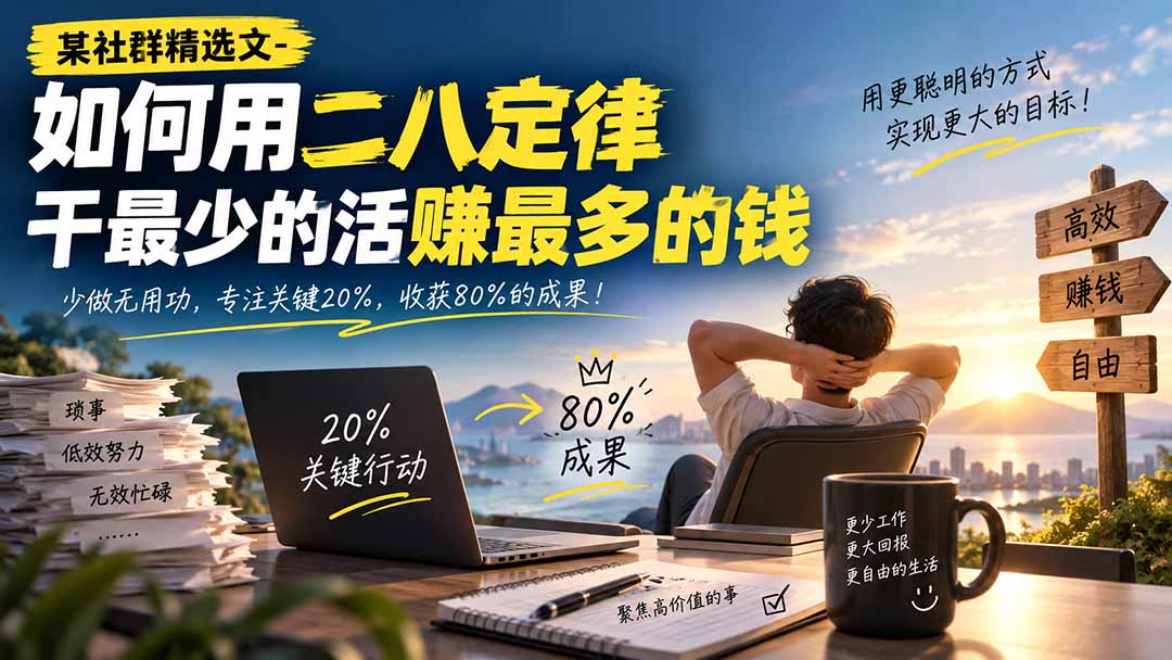 某社群精选文-如何用二八定律干最少的活赚最多的钱-佰因轻创网