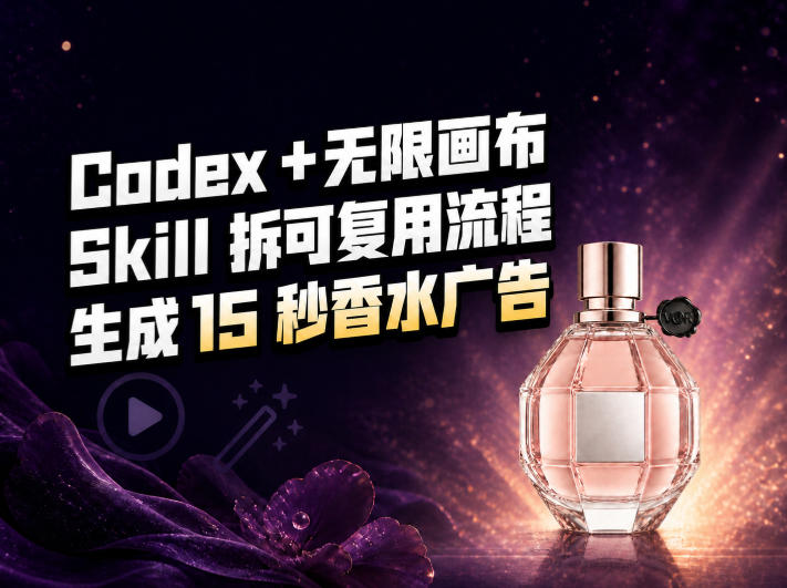 我把Amazon香水视频拆成Codex Skill：无限画布负责最后15秒-佰因轻创网