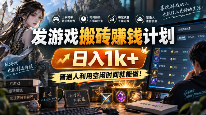 发游戏搬砖賺钱计划，日入1k+，普通人利用空闲时间就能做！【揭秘】-佰因轻创网