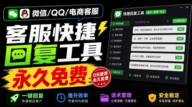 微信/QQ/电商客服快捷回复工具，支持多平台话术库与一键发送，永久免费，使用简单！易歪歪-佰因轻创网
