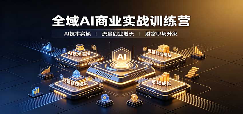 全域AI商业实战训练营：涵盖AI技术实操、流量创业、财富管理与职场成长全体系内容-佰因轻创网