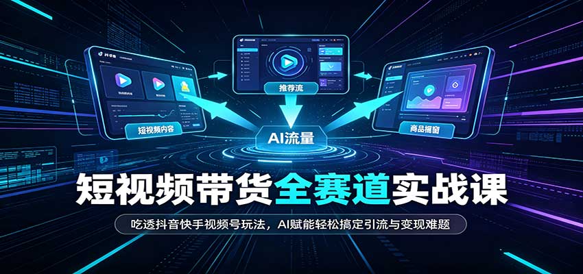 短视频带货全赛道：吃透抖音快手视频号玩法，AI赋能轻松搞定引流与变现难题-佰因轻创网