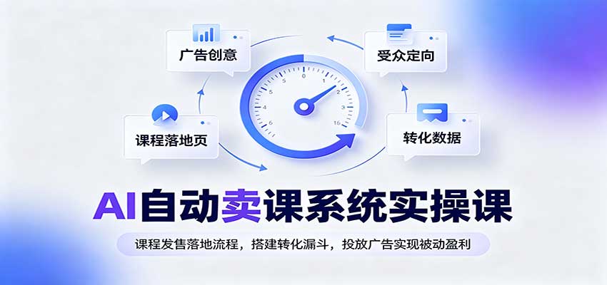 AI自动卖课系统实操课：课程发售落地流程，搭建转化漏斗，投放广告实现被动盈利-佰因轻创网