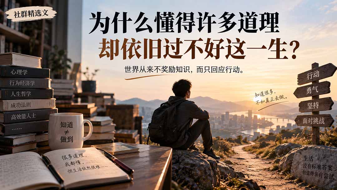 社群精选文:为什么懂得许多道理却依旧过不好这一生?-佰因轻创网