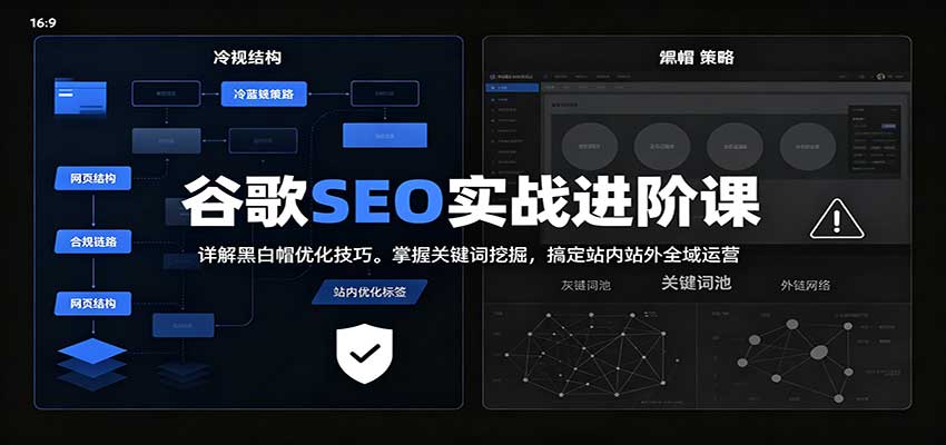 2026谷歌SEO实战进阶课：详解黑白帽优化技巧，掌握关键词挖掘，搞定站内站外全域运营-佰因轻创网