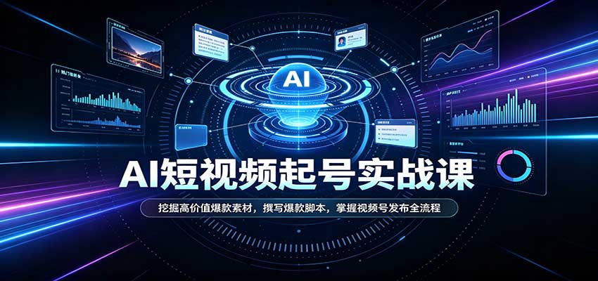 短视频AI起号实战课：挖掘高价值爆款素材，撰写爆款脚本，掌握视频号发布全流程-佰因轻创网