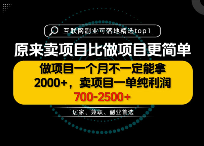 一单利润700-2.5K+,为什么我们要卖项目而不是做项目,我们普通人应该怎样开始?【揭秘】-佰因轻创网