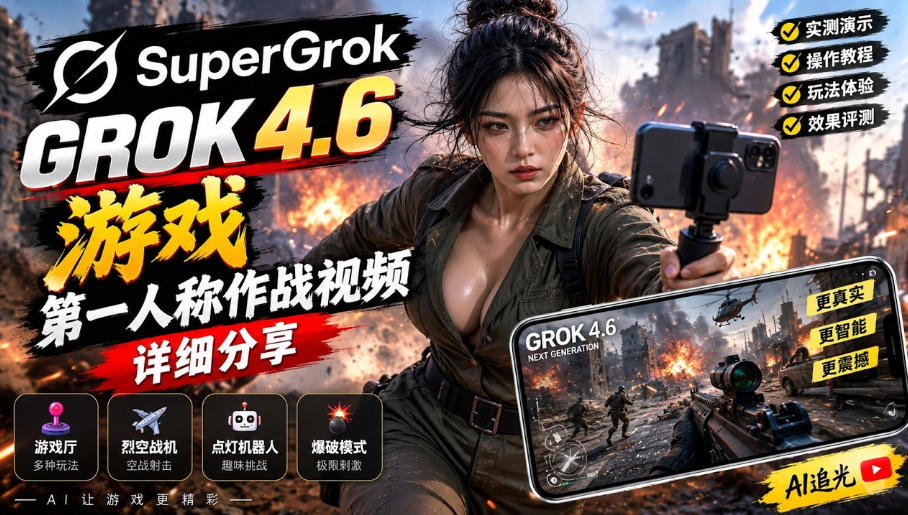 Grok 4.6也能做游戏？第一人称作战视频实测｜玩法详细讲解-佰因轻创网