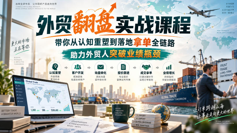 外贸翻盘实战课程，带你从认知重塑到落地拿单全链路，助力外贸人突破业绩瓶颈-佰因轻创网