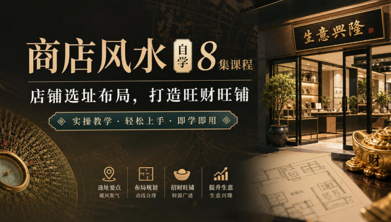 商店风水自学8集课程|店铺选址布局,打造旺财旺铺实操教学-佰因轻创网