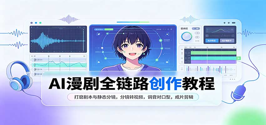 AI漫剧全链路创作教程：打磨剧本与静态分镜，分镜转视频，调音对口型，成片剪辑-佰因轻创网