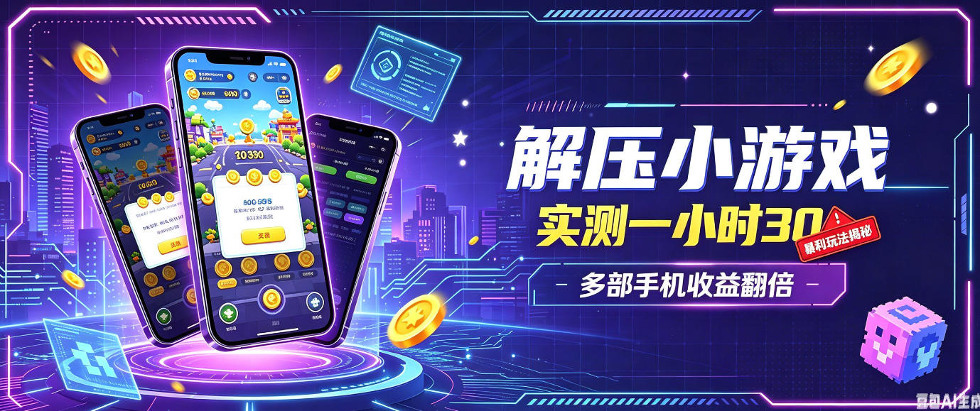 小游戏全流程玩法，实测一小时搞30，简单无脑解压，当天做当天就能看到进账，直接冲就行【揭秘】-佰因轻创网