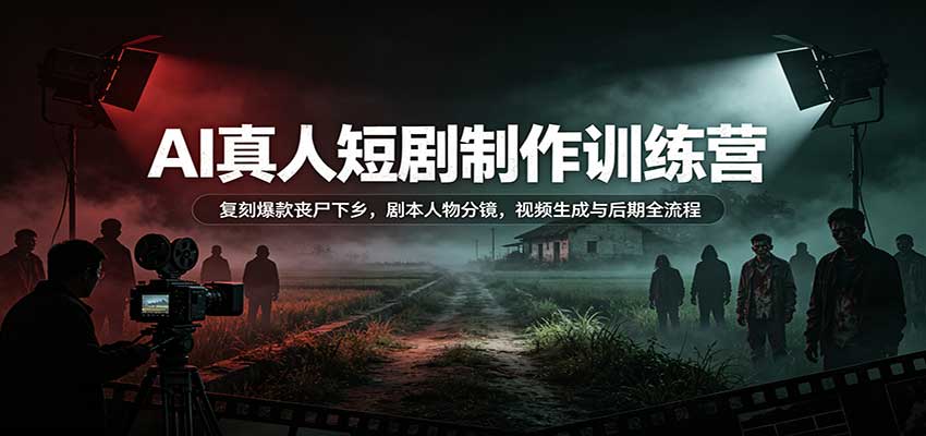 AI真人短剧制作训练营：复刻爆款丧尸下乡，剧本人物分镜，视频生成与后期全流程-佰因轻创网