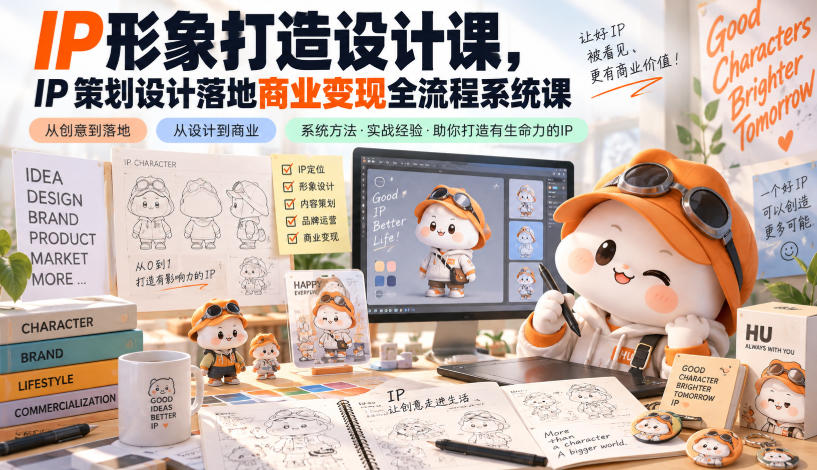 IP形象打造设计课,IP策划设计落地商业变现全流程系统课-佰因轻创网
