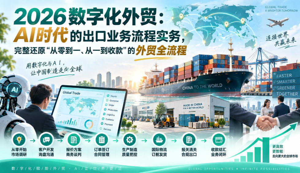 2026数字化外贸：AI时代的出口业务流程实务，完整还原”从零到一、从一到收款”的外贸全流程-佰因轻创网