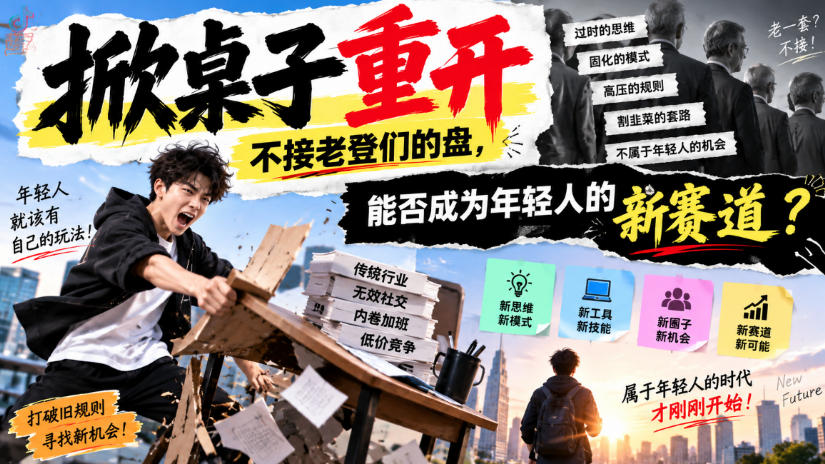 某公众号付费文章:掀桌子重开,不接老登们的盘,能否成为年轻人的新赛道?-佰因轻创网