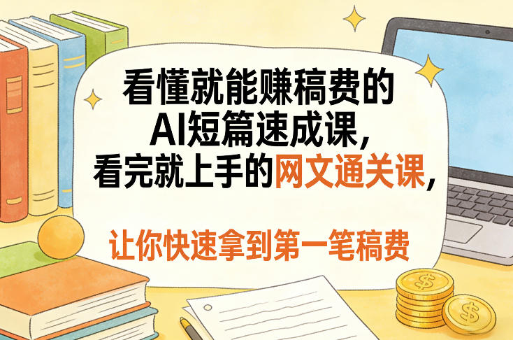 看懂就能賺稿费的AI短篇速成课，看完就上手的网文通关课，让你快速拿到第一笔稿费(更新8月)-佰因轻创网