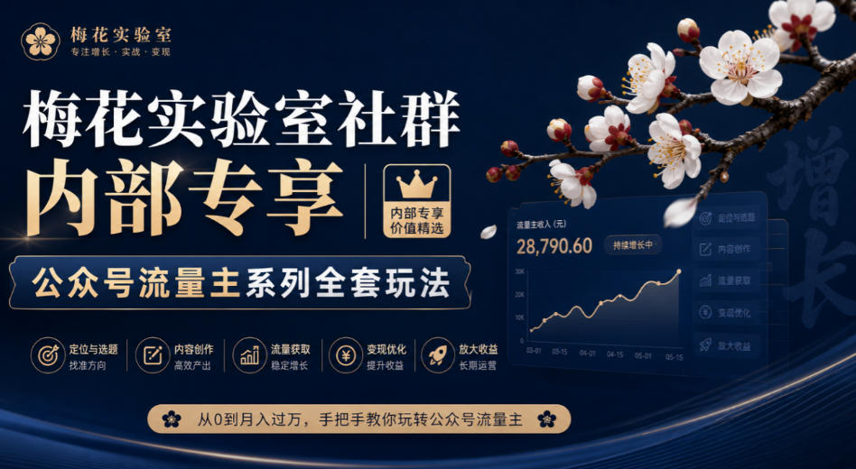 梅花实验室社群内部专享-公众号流量主系列全套玩法-佰因轻创网